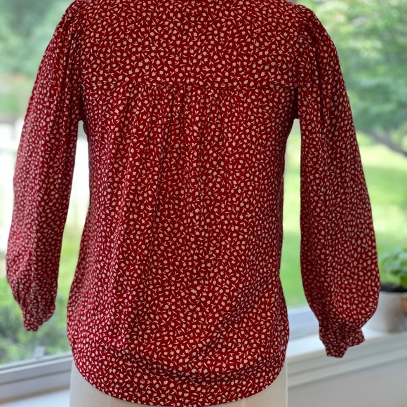 Madewell Kinston Side-Button Wrap Top in Park Picnic Size XS NWOT Red Floral - Picture 3 of 12